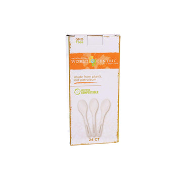 World Centric Cornstarch Compostable Spoon - Case Of 12 - 24 Count - Maras Green