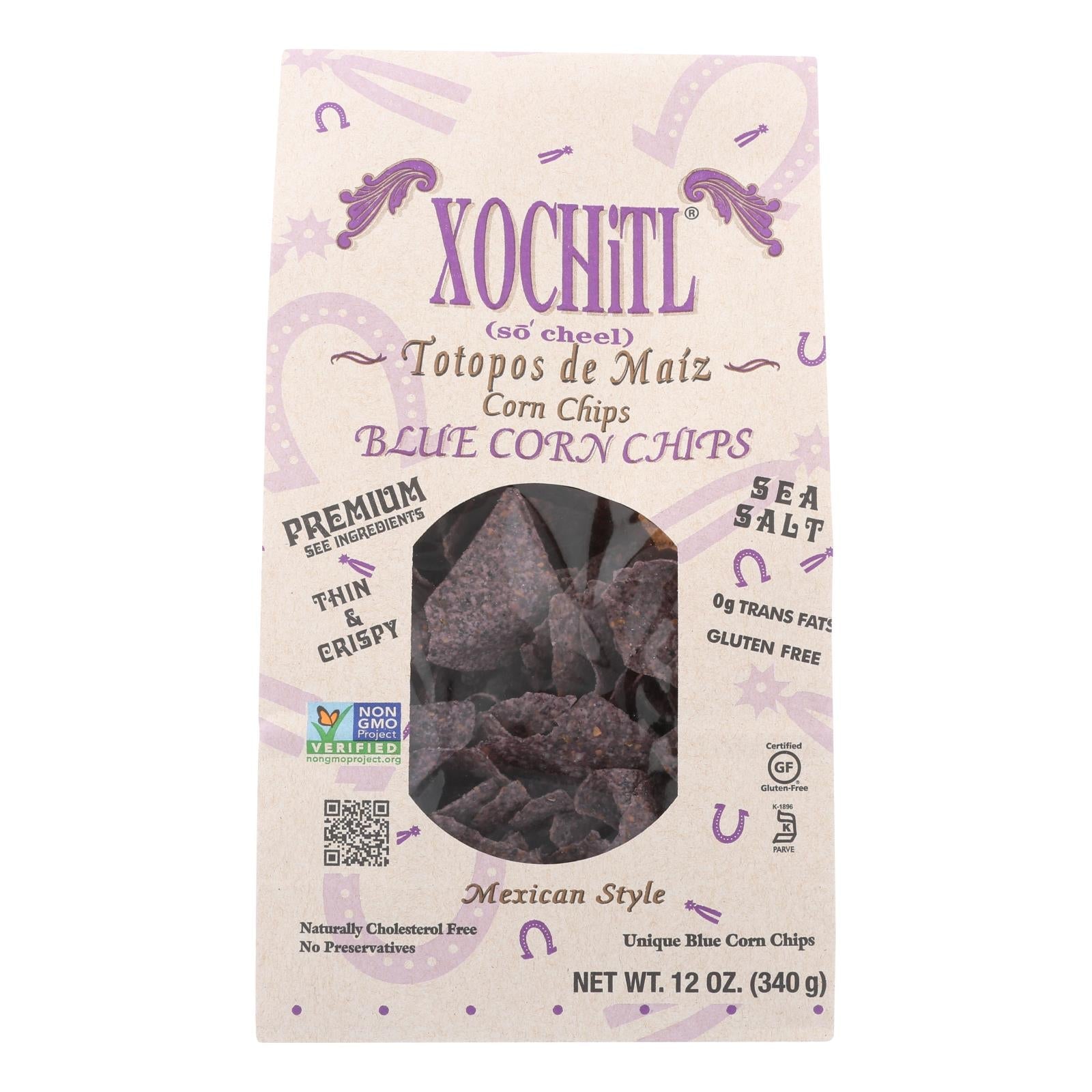 Xochitl Blue Corn Chips - Case Of 10 - 12 Oz - Maras Green