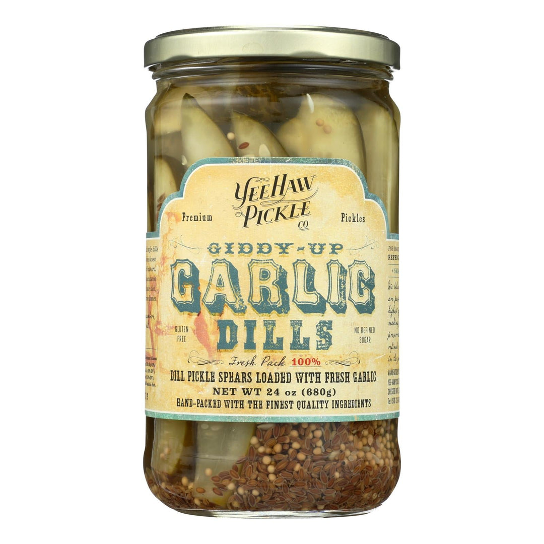 Yee - haw Pickle Dills Pickle - Giddy Up Garlic - Case Of 6 - 24 Oz. - Maras Green