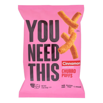 You Need This - Churro Puffs Cinnamon - Case Of 12 - 4 Oz - Maras Green