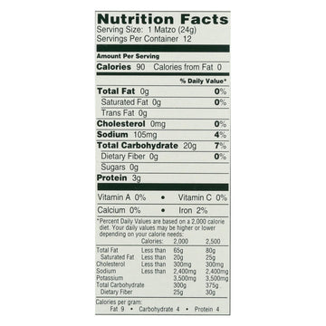 Manischewitz - Thin Matzo Cracker - Salted - Case Of 12 - 10 Oz. - Maras Green