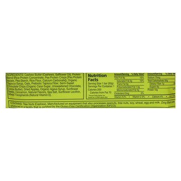 Zing Nutrition Bar - Oatmeal Chocolate Chip - Case Of 12 - 1.76 Oz. - Maras Green
