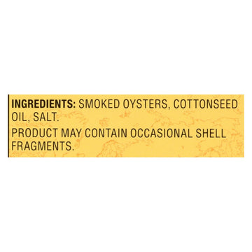 Reese Oysters - Smoked - Large - 3.7 Oz - Case Of 10 - Maras Green