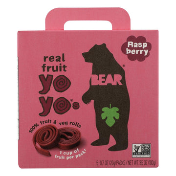 Bear Real Fruit Yoyo Snack - Raspberry - Case Of 6 - 3.5 Oz. - Maras Green