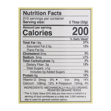 East Wind 100% Roasted Sesame No Salt Tahini - 15 Lb. - Maras Green