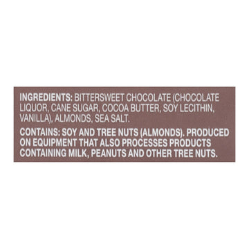 Endangered Species Natural Chocolate Bar - Dark Chocolate - 72 Percent Cocoa - Sea Salt And Almonds - 3 Oz Bars - Case Of 12 - Maras Green