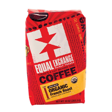 Equal Exchange Organic Whole Bean Coffee - French Roast - Case Of 6 - 10 Oz. - Maras Green