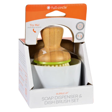 Full Circle Home Bubble Up Brush Plus Soap Dish - White - Case Of 4 - Maras Green