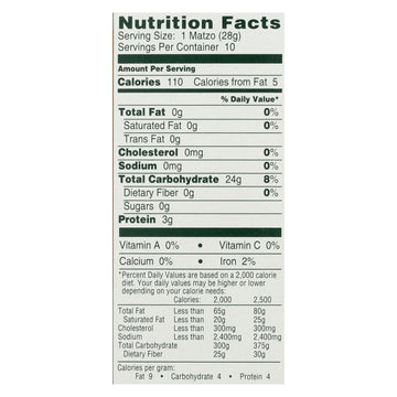 Manischewitz - Matzos Crackers - Unsalted - Case Of 12 - 10 Oz. - Maras Green