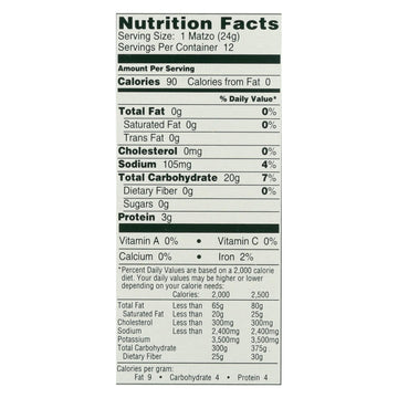 Manischewitz - Thin Matzo Cracker - Salted - Case Of 12 - 10 Oz. - Maras Green