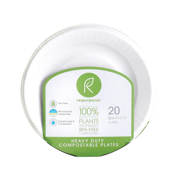 Repurpose Compostable Bagasse Plates - Case Of 24 - 20 Count - Maras Green
