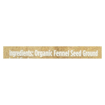Spicely Organics - Organic Fennel - Ground - Case Of 3 - 1.3 Oz. - Maras Green