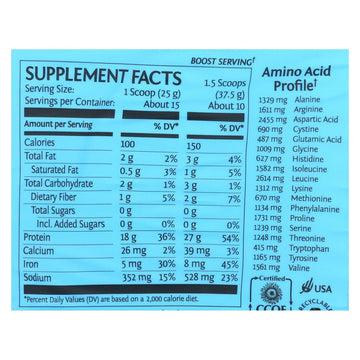 Sunwarrior Warrior Vanilla Blend Pea, Hemp Seed & Goji Berry Blended Protein - 1 Each - 375 Grm - Maras Green