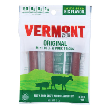 Vermont Smoke And Cure Beef & Pork Stick - Cracked Pepper - Case Of 8 - 6/.5 Oz - Maras Green