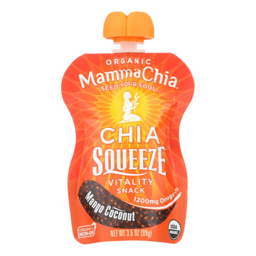 Mamma Chia Squeeze Vitality Snack - Mango Coconut - Case Of 16 - 3.5 Oz. - Maras Green