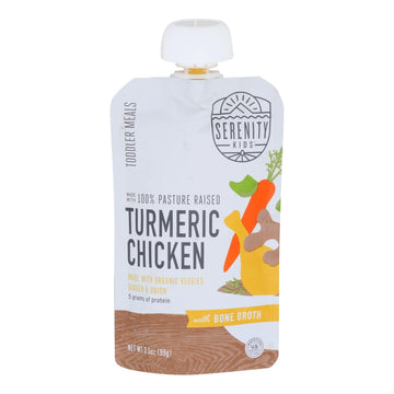 Serenity Kids - Pouch Trmrc Chicken Bne Brth - Case Of 6 - 3.5 Oz - Maras Green