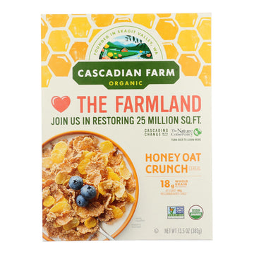 Cascadian Farm Cereal - Organic Corn Flakes Wheat Flakes Whole Grain Oats And Honey - Case Of 10 - 13.5 Oz. - Maras Green
