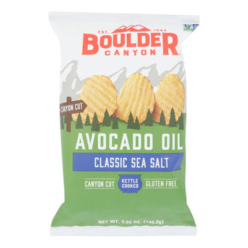 Boulder Canyon - Avocado Oil Canyon Cut Potato Chips - Sea Salt - Case Of 12 - 5.25 Oz. - Maras Green