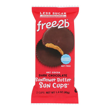 Free 2 B - Sun Cups Dark Chocolate 2 - cup - Case Of 12 - 1.4 Oz - Maras Green