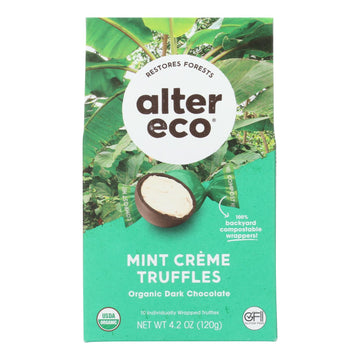 Alter Eco Americas Dark Chocolate Truffles - Mint Creme - Case Of 8 - 4.2 Oz. - Maras Green
