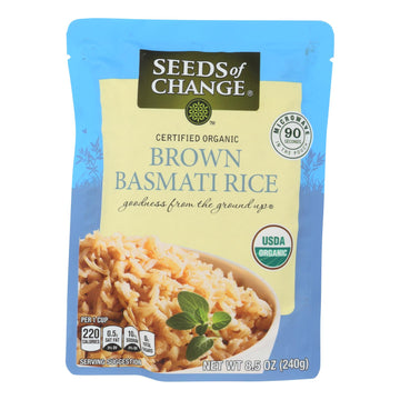 Seeds Of Change Organic Rishikesh Brown Basmati Rice - Case Of 12 - 8.5 Oz. - Maras Green