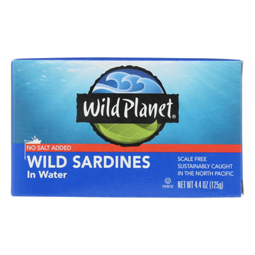 Wild Planet Sardines In Water - Case Of 12 - 4.375 Oz. - Maras Green