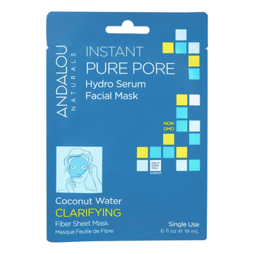 Andalou Naturals Instant Pure Pore Facial Mask - Coconut Water Clarifying - Case Of 6 - 0.6 Fl Oz - Maras Green