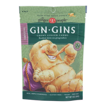Ginger People - Gin Gins Chewy Ginger Candy - Original - Case Of 12 - 3 Oz. - Maras Green