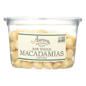 Aurora Natural Products - Raw Whole Macadamias - Case Of 12 - 8 Oz. - Maras Green