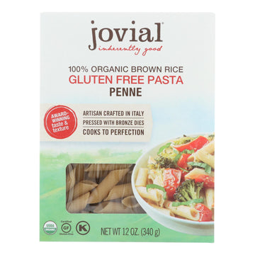 Jovial - Pasta - Organic - Brown Rice - Penne Rigate - 12 Oz - Case Of 12 - Maras Green