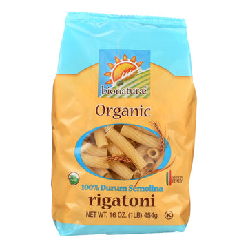 Bionaturae Pasta - Organic Durum Semolina Rigatoni - Case Of 12 - 16 Oz. - Maras Green