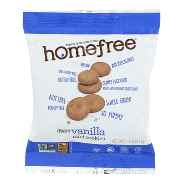 Homefree - Gluten Free Mini Cookies - Vanilla - Case Of 10 - 1.1 Oz. - Maras Green