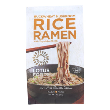Lotus Foods Buckwheat Mushroom Brown Rice Ramen With Vegetable Soup - Case Of 10 - 2.8 Oz. - Maras Green