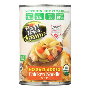 Health Valley Organic Soup - Chicken Noodle No Salt Added - Case Of 12 - 14.5 Oz. - Maras Green