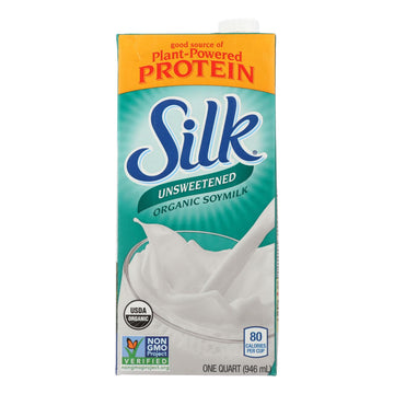 Silk Organic Soymilk - Unsweetened - Case Of 6 - 32 Fl Oz. - Maras Green