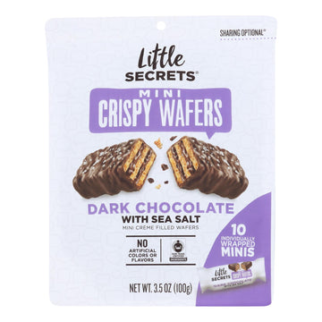Little Secrets - Crispy Wafrs Dark Chocolate Sea Salt - Case Of 6 - 3.5 Oz - Maras Green