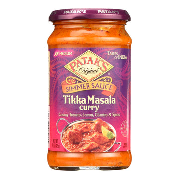 Pataks Simmer Sauce - Tikka Masala Curry - Medium - 15 Oz - Case Of 6 - Maras Green
