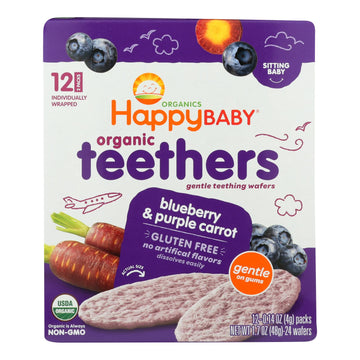 Happy Baby Teethers - Organic - Gentle - Blueberry And Purple Carrot - 1.7 Oz - Case Of 6 - Maras Green