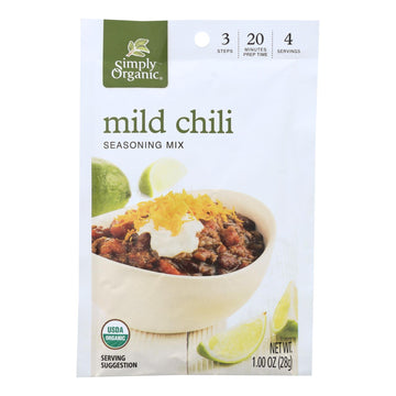 Simply Organic Seasoning Mx - Organic - Mild Chili - Case Of 12 - 1 Oz - Maras Green