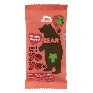 Bear Real Fruit Yoyos - Strawberry - Case Of 6 - 3.5 Oz. - Maras Green