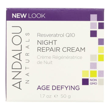 Andalou Naturals Resveratrol Q10 Night Repair Cream - 1.7 Fl Oz - Maras Green