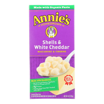 Annies Homegrown Macaroni And Cheese - Shells And White Cheddar - 6 Oz - Case Of 12 - Maras Green