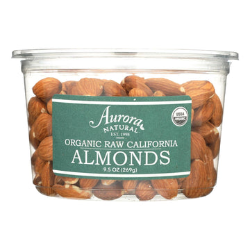 Aurora Natural Products - Organic Raw California Almonds - Case Of 12 - 9.5 Oz. - Maras Green
