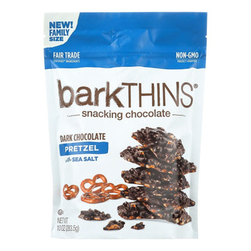 Bark Thins Snacking Dark Chocolate Pretzel - Sea Salt - Case Of 9 - 10 Oz. - Maras Green