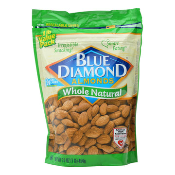 Blue Diamond Whole Natural Almonds - Case Of 6 - 16 Oz - Maras Green