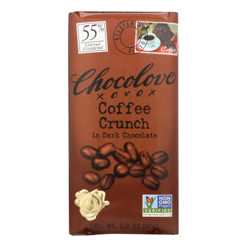 Chocolove Xoxox - Premium Chocolate Bar - Dark Chocolate - Coffee Crunch - 3.2 Oz Bars - Case Of 12 - Maras Green