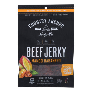Country Archer - Jerky Beef Mango Habanero - Case Of 12 - 2.5 Oz - Maras Green