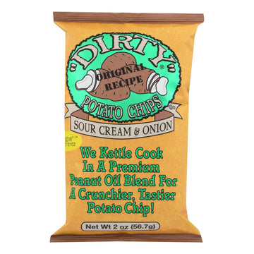 Dirty Chips - Potato Chips - Sour Cream And Onion - Case Of 25 - 2 Oz. - Maras Green