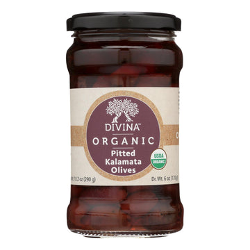 Divina - Organic Pitted Kalamata Olives - Case Of 6 - 6 Oz. - Maras Green