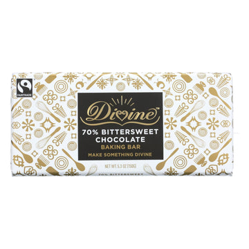 Divine Baking Bar - 70 Percent Bittersweet Chocolate - 5.3 Oz Bar - Case Of 12 - Maras Green